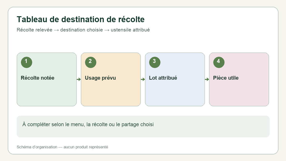 Tableau de travail pour répartir les lots de groseilles selon les projets réellement choisis.
